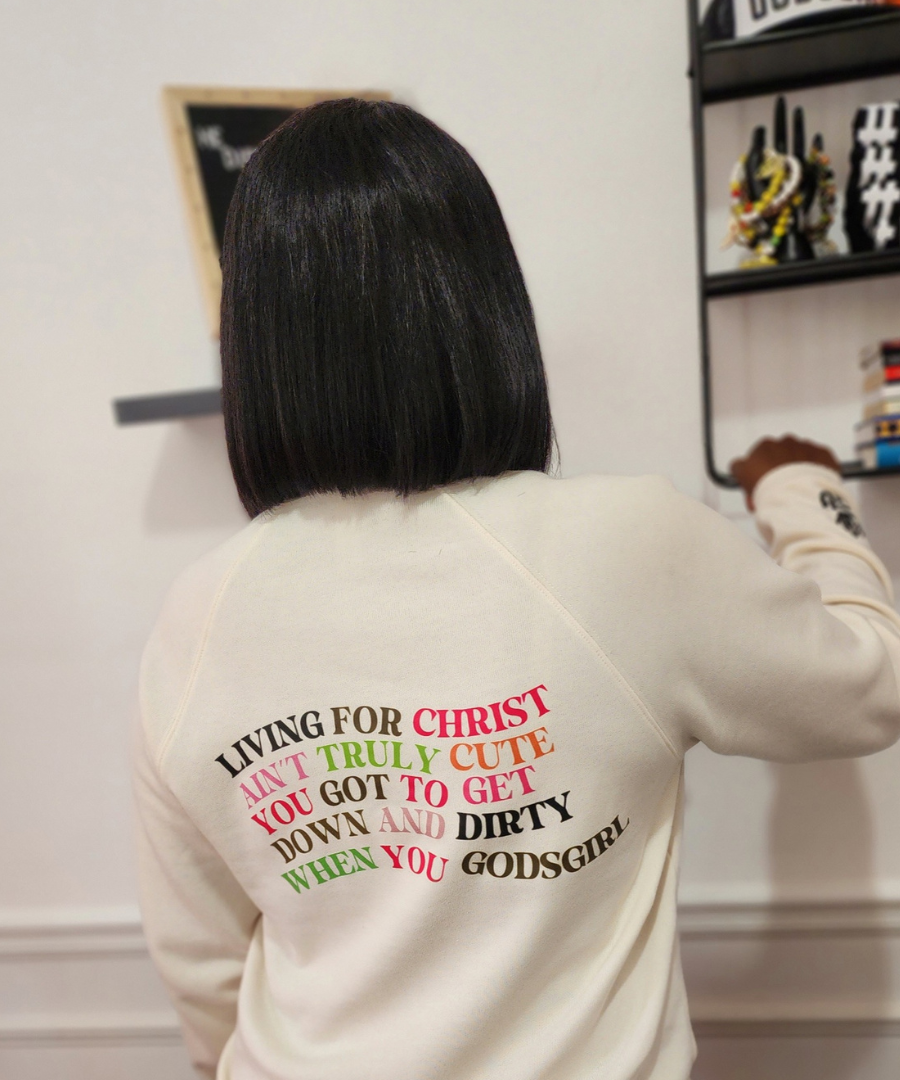 "Godsgirl's Favor Sweater: Wear the Word, Stay Clean for Jesus!"